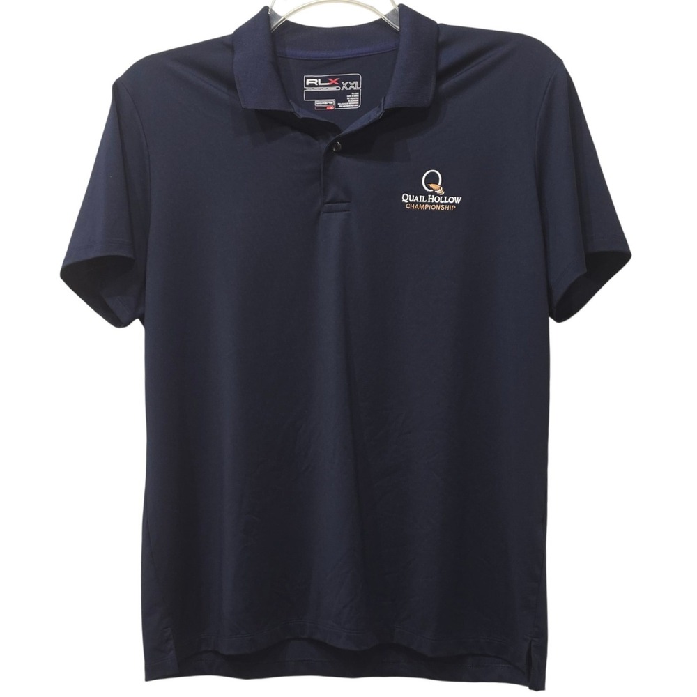 RLX Ralph Lauren Womens XXL Navy Blue Quail Hollow Championship Golf Polo Shirt